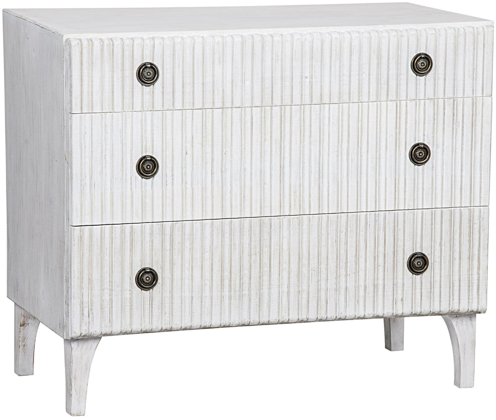 Daryl Mahogany and Veneer Dresser with Brass Pulls in White Wash Finish