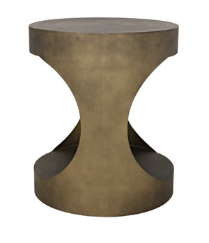 Eclipse Round Side Table, Metal with Aged Brass Finish