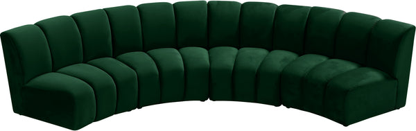 Lynda 4pc. Modular Sectional In Green Velvet