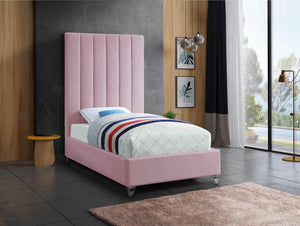 Glenda Twin Bed In Pink Velvet
