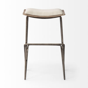 Katniss 26" Total Height Cream Fabric Seat Gold Metal Frame Counter Stool