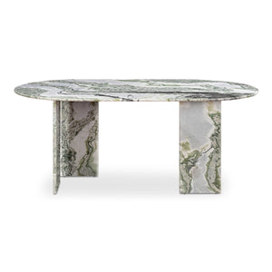 Celia Oval Dining Table in Green Onyx Marble