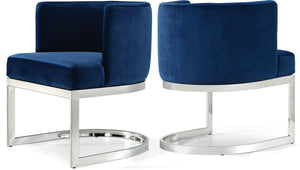 Donna Dining Chair In Navy Velvet and Chrome