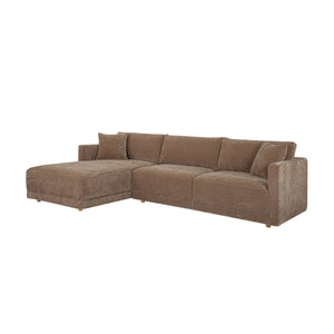 Bryn Camel Left Sectional Sofa with Oak Legs