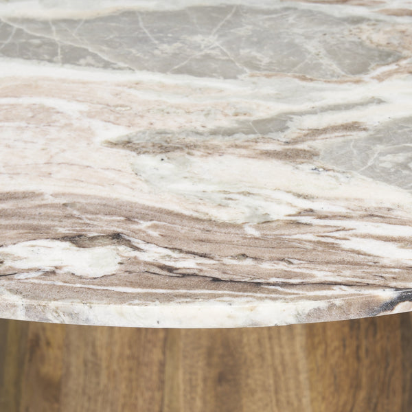 Allyson 54" Round Medium Brown w/ Pink Marble Pedestal Dining Table