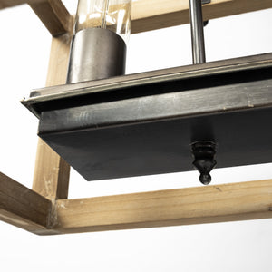 Josie (42"x14.5"x20") Natural Wood Chassis Six Light Chandelier