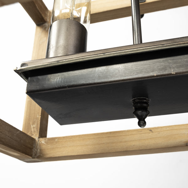 Josie (42"x14.5"x20") Natural Wood Chassis Six Light Chandelier