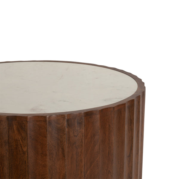 Palermo White Marble and Mango Round Coffee Table