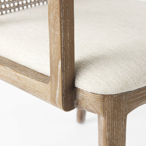 Clara Light Brown Wood W/ Cream Fabric Seat and Cane Back Dining Chair