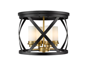 Malcalester 4 Light Flush Mount in Matte Black + Olde Brass Finish