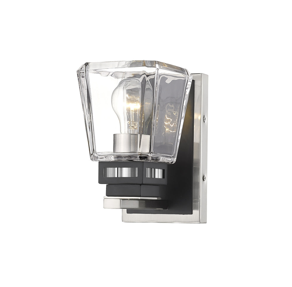 Jackson 1 Light Wall Sconce in Brushed Nickel + Matte Black Finish