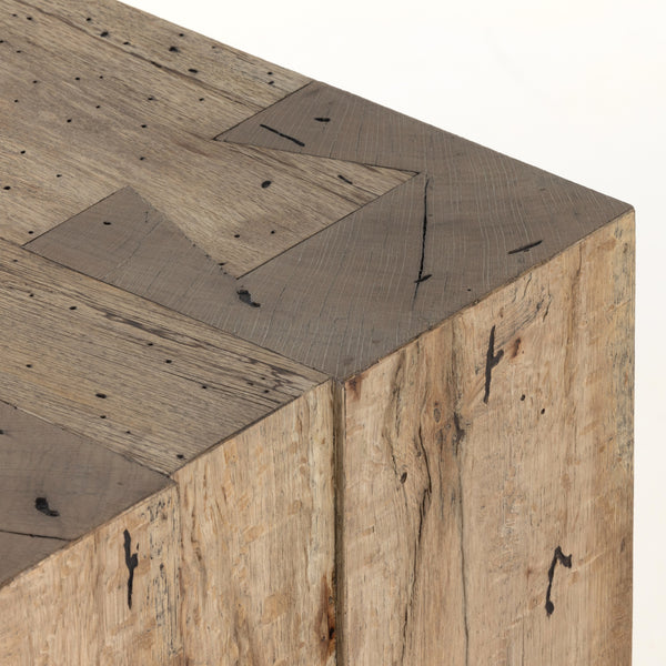 Abaso Console Table In Rustic Wormwood Oak