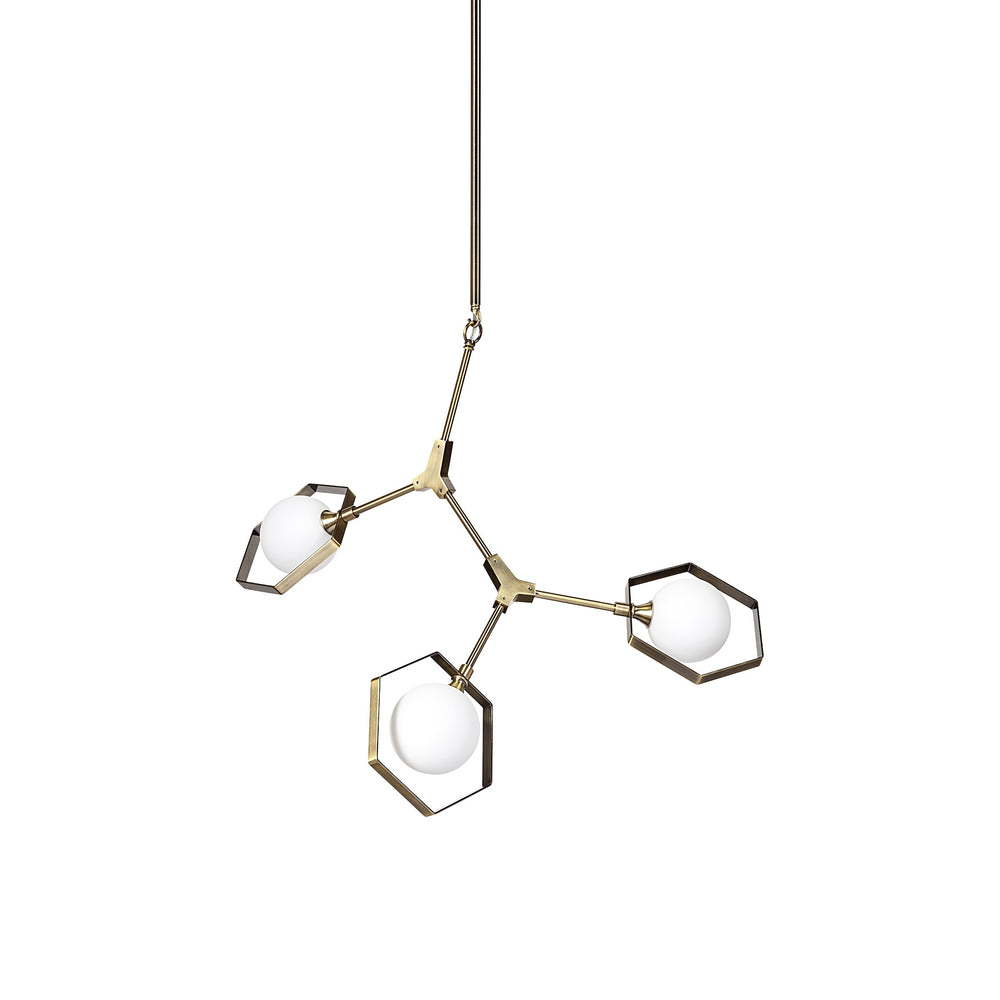 Desousa II (33.9"L x 8.8"W x 28"H) Champagne Metal Multi-Arm Three Light Chandelier