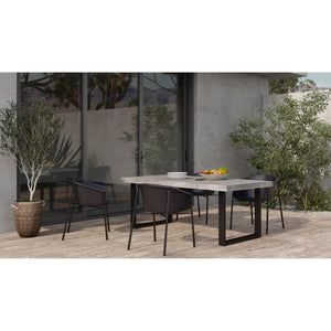 Jedrik Large Outdoor Dining Table with Black Steel Legs