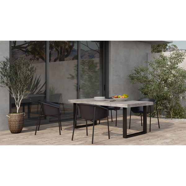 Jedrik Large Outdoor Dining Table with Black Steel Legs