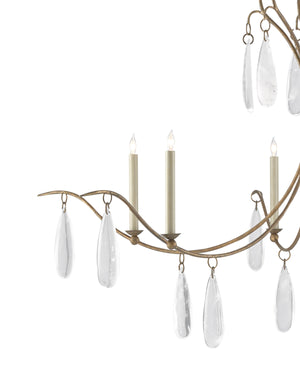 Marshallia Chandelier In Rustic Gold & Faux Rock Crystal