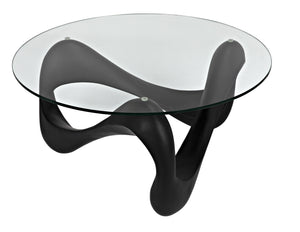 Orion Black Resin and Glass Coffee Table