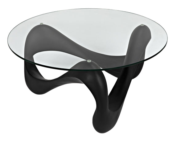 Orion Black Resin and Glass Coffee Table