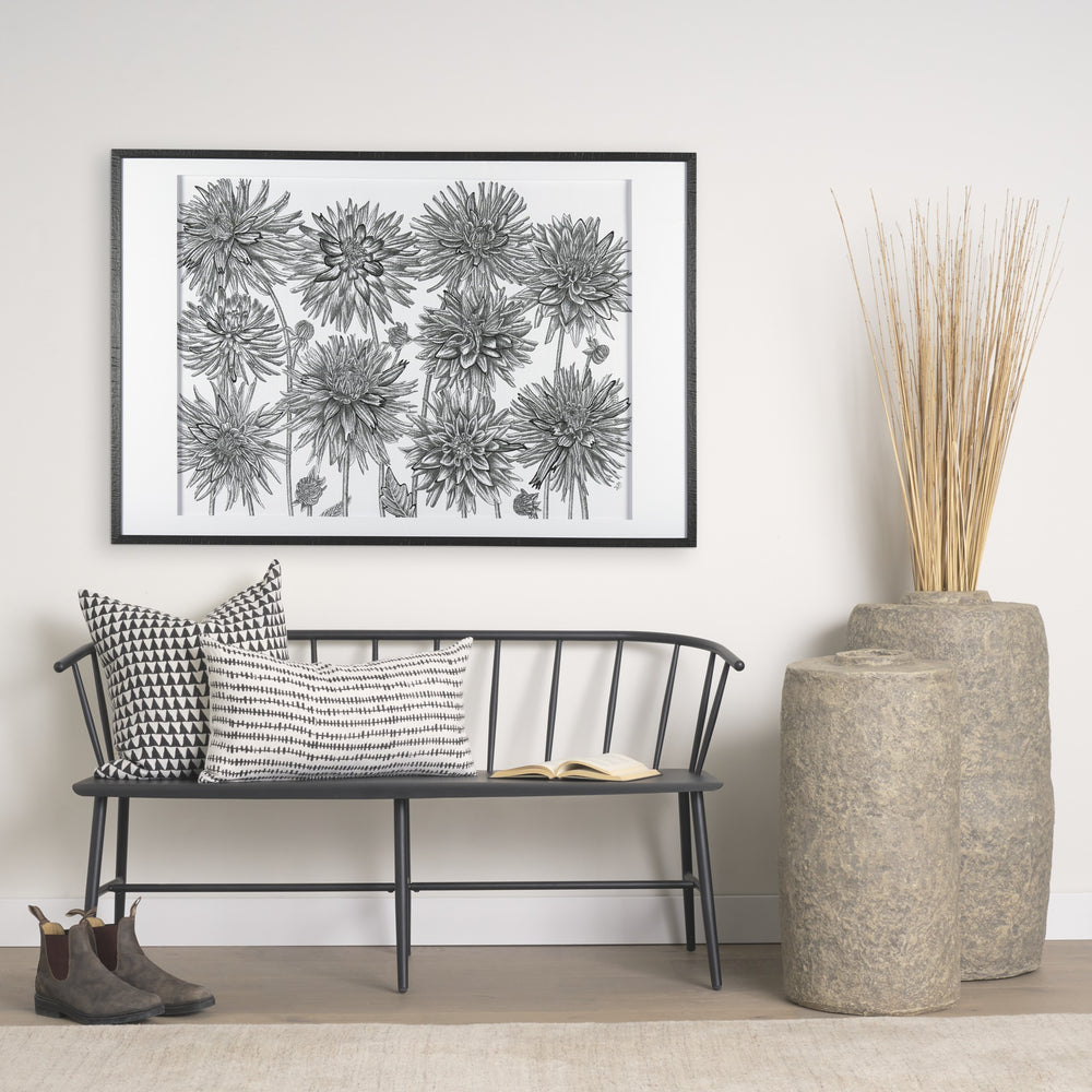 Jolie Cream w/ Black Print Linen Square Decorative Pillow  Cover