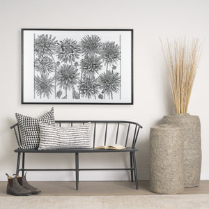 Jolie Cream w/ Black Print Linen Square Decorative Pillow  Cover