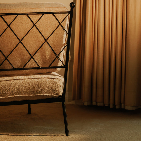Vecchia Accent Chair Beige with Iron Frame