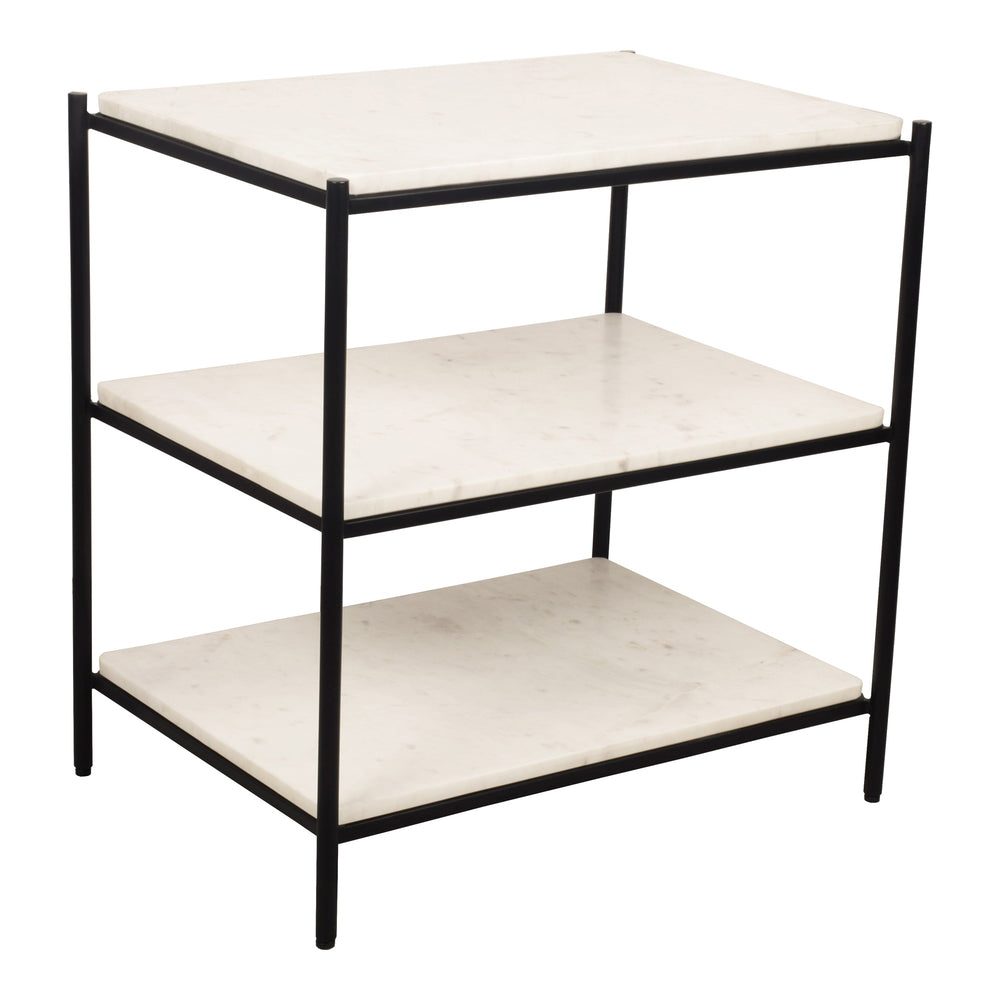 Trine White Marble & Iron Nightstand
