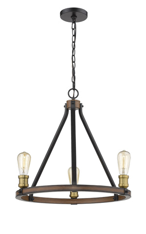 Kirkland 3 Light Chandelier in Rustic Mahogany Finish