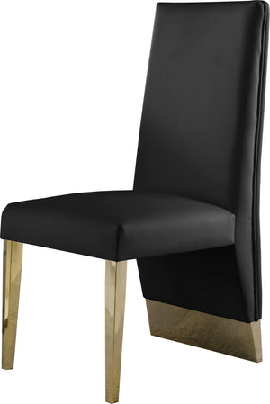 Stanley Dining Chair In Black Faux Leather and Gold