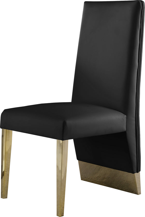 Stanley Dining Chair In Black Faux Leather and Gold