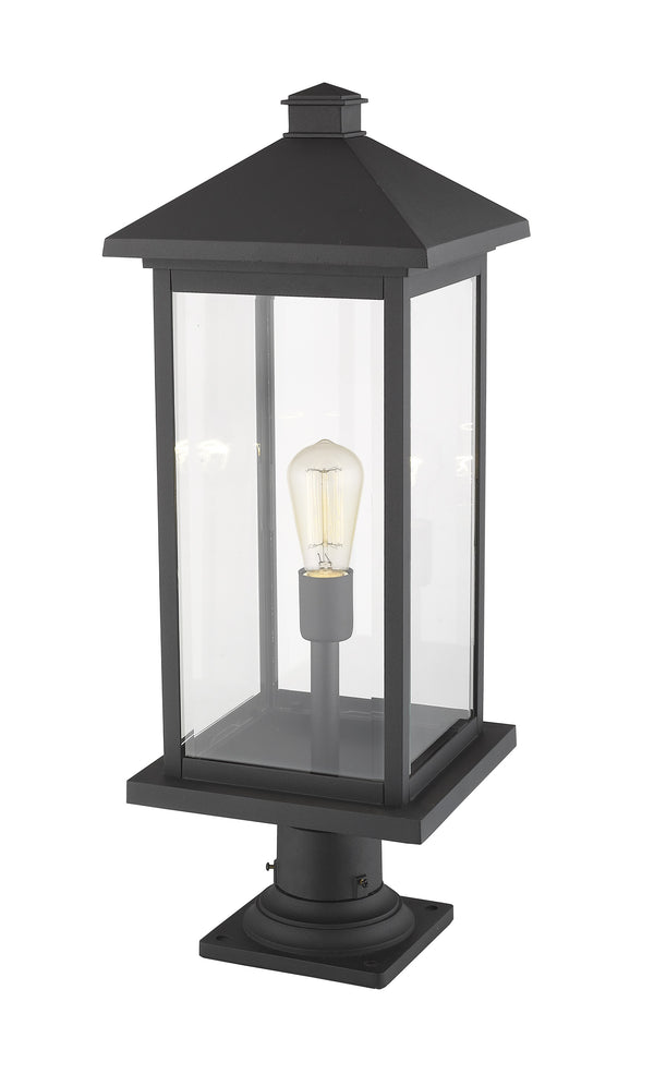 Portland 1 Light Outdoor Pier Mounted Fixture in Black Finish