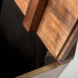 Esagono Octagonal Gold Metal-Clad Reclaimed Wood End/Side Table w/ Storage