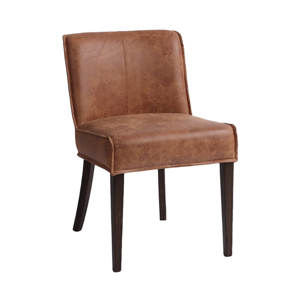 Buddy Side Chair, Distressed Tan Leather, Matte Brown Legs