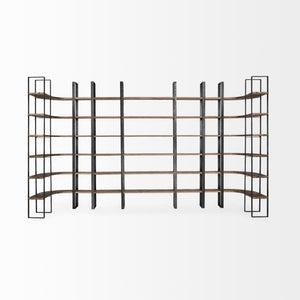 Taunton II 80L x 10.5W x 90H Dark Brown Wood And Black Iron Six Shelving Unit