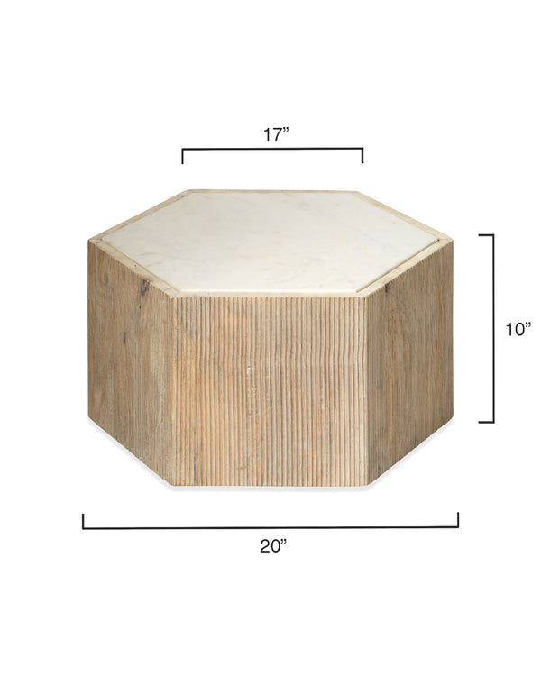 Argan Wood Hexagon Table, Small