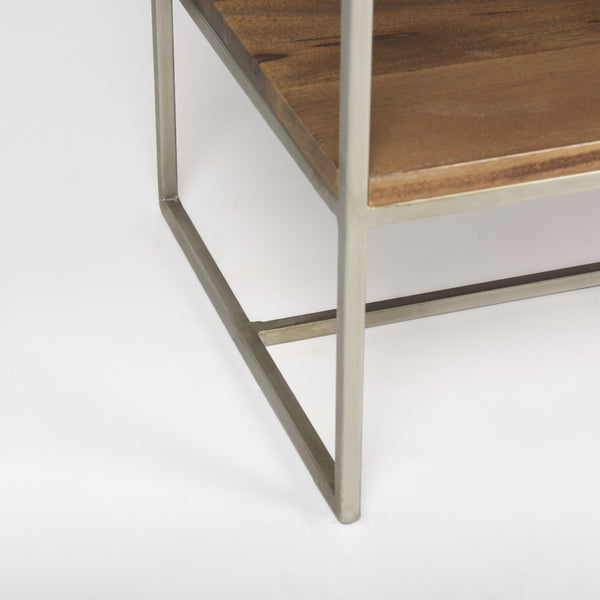 Morris III 47.25 X 15 X 75.5  Brown Wood and Silver Metal Frame 6 Shelf Shelving Unit