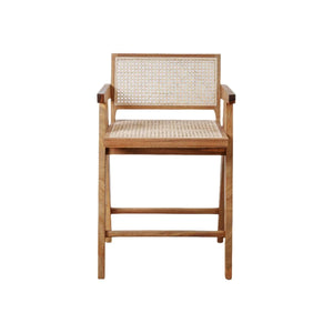 Jeanneret Counter Stool with Arms and Back - Natural