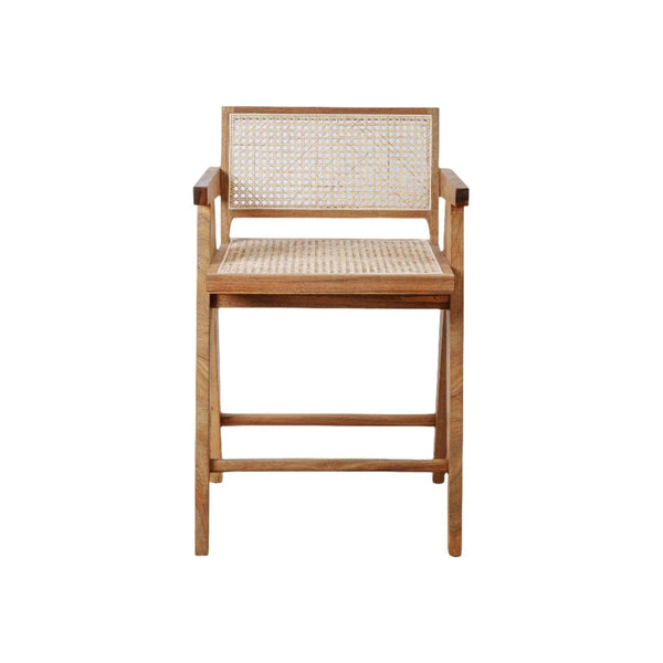 Jeanneret Counter Stool with Arms and Back - Natural
