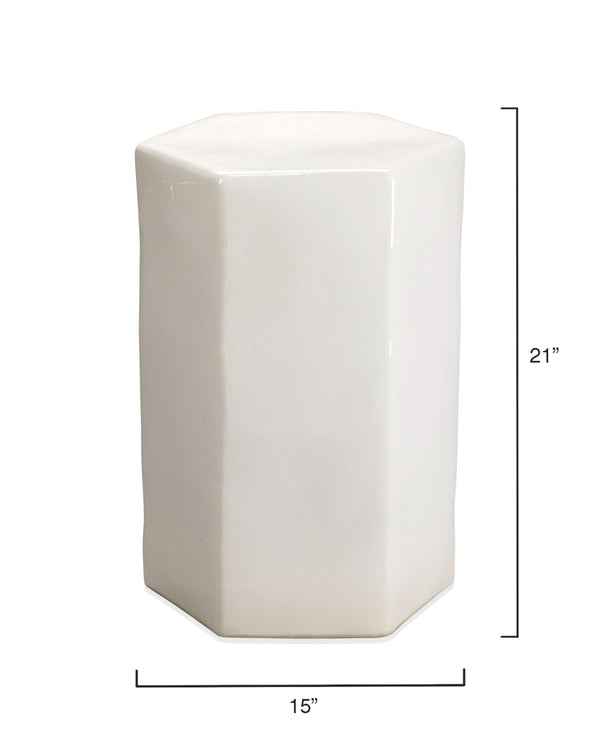Porto Ceramic Indoor/Outdoor Side Table-Large, White