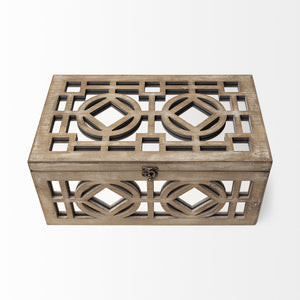 Estooki Set of 2 Natural Wood Mirrored Boxes