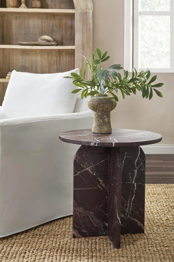Reilly Marble Accent Table Small - Merlot