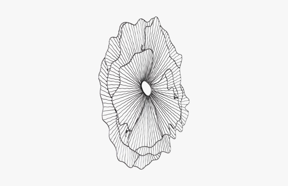 Poppy Flower Wall Art, Silver/Black, Small