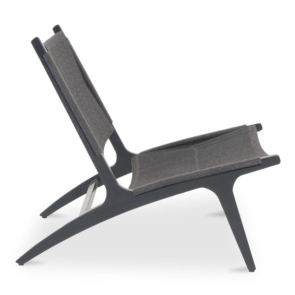 Palma Outdoor Lounge Chair in Black Teak and Wicker