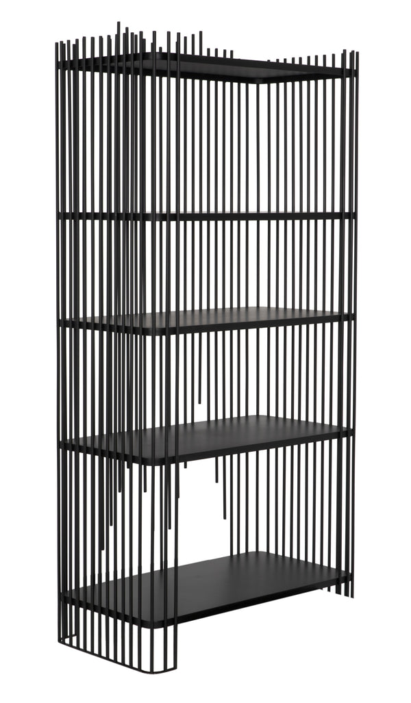 Mila Industrial Steel Bookcase in Matte Black