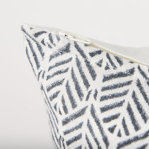 Jennelle Cream w/ Indigo Print Linen Square Decorative Pillow Cover