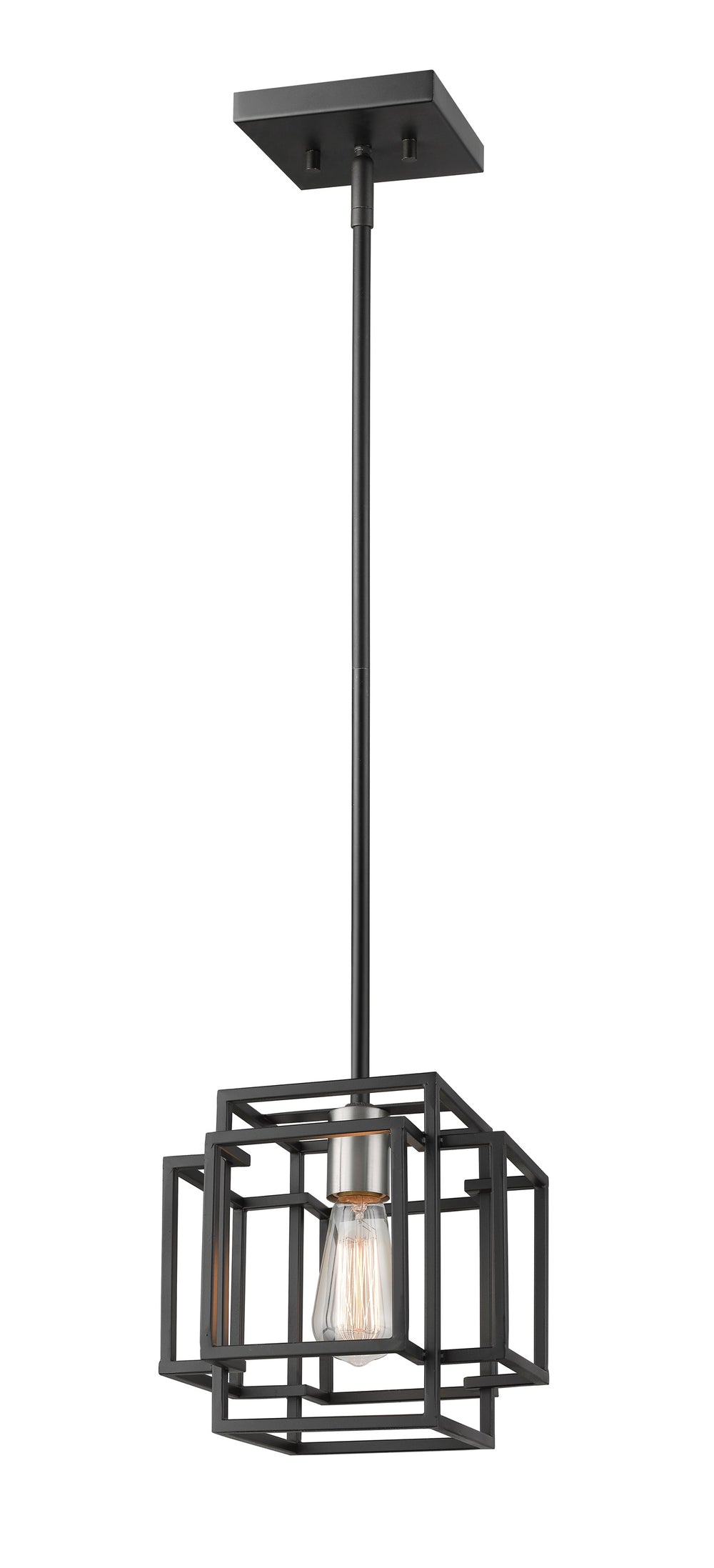 Titania 1 Light Mini Pendant in Black + Brushed Nickel Finish
