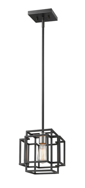 Titania 1 Light Mini Pendant in Black + Brushed Nickel Finish