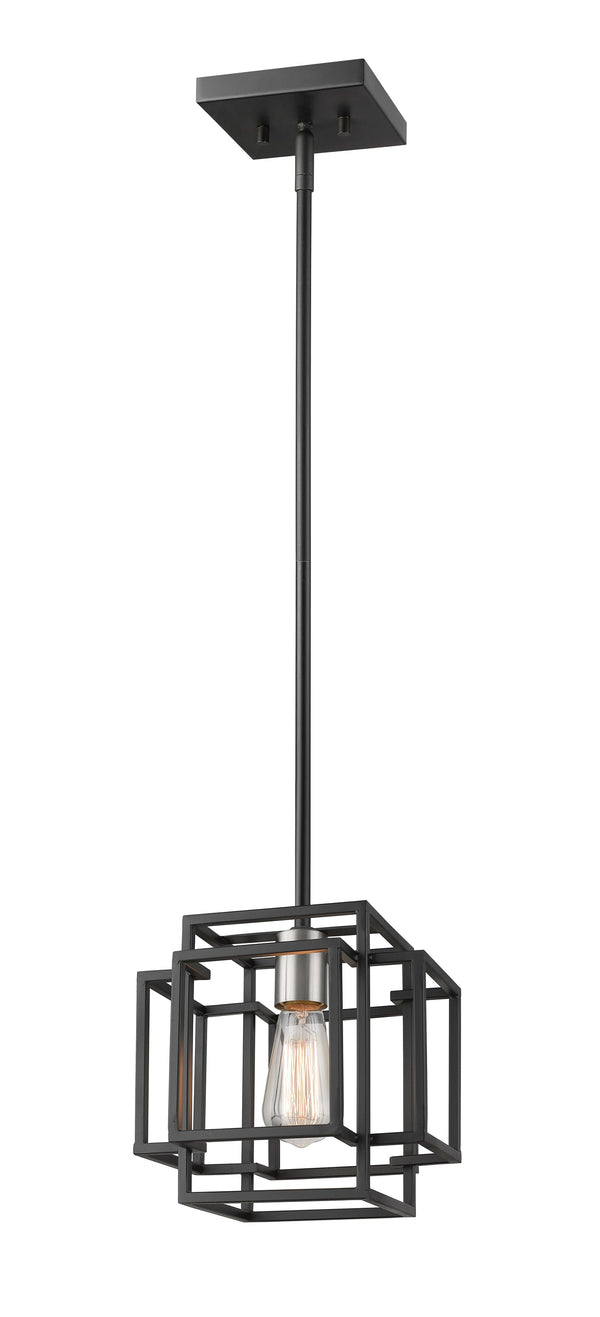 Titania 1 Light Mini Pendant in Black + Brushed Nickel Finish