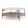 Larkin Marble Top w/ Brown Wood Shelf Round Coffee Table