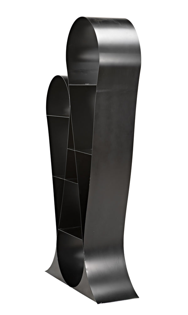 Zaha Industrial Steel Bookcase in Matte Black