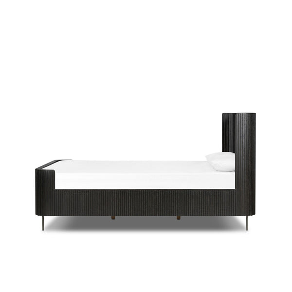 Fletcher Queen Bed - Distressed Black Oak
